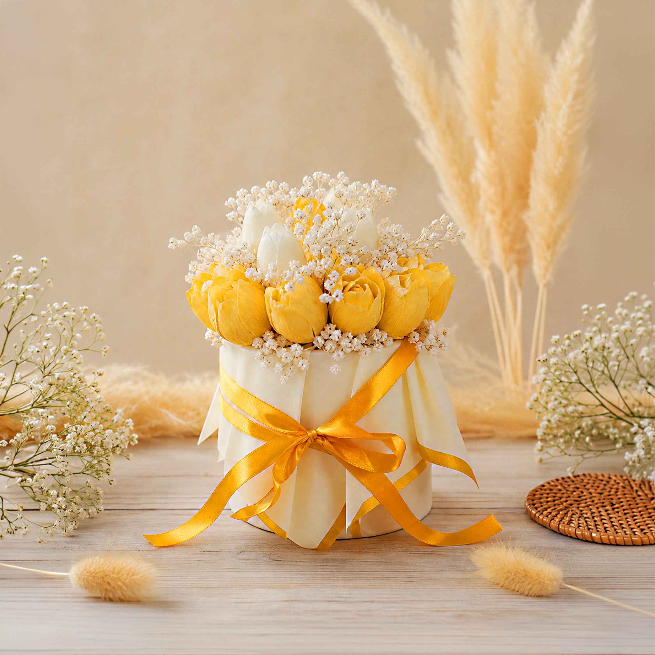 Bouquet de Velas "Tulipán" Amarillo M | Regalo Original Amanza