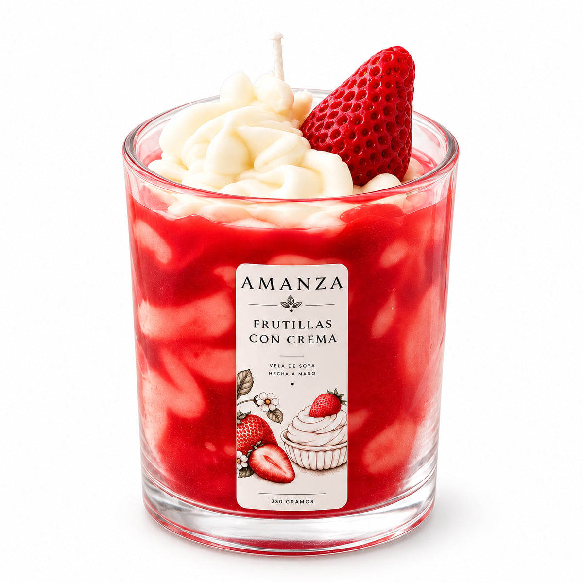 Vela Aromática Postre Fresas con Crema | Amanza Chile