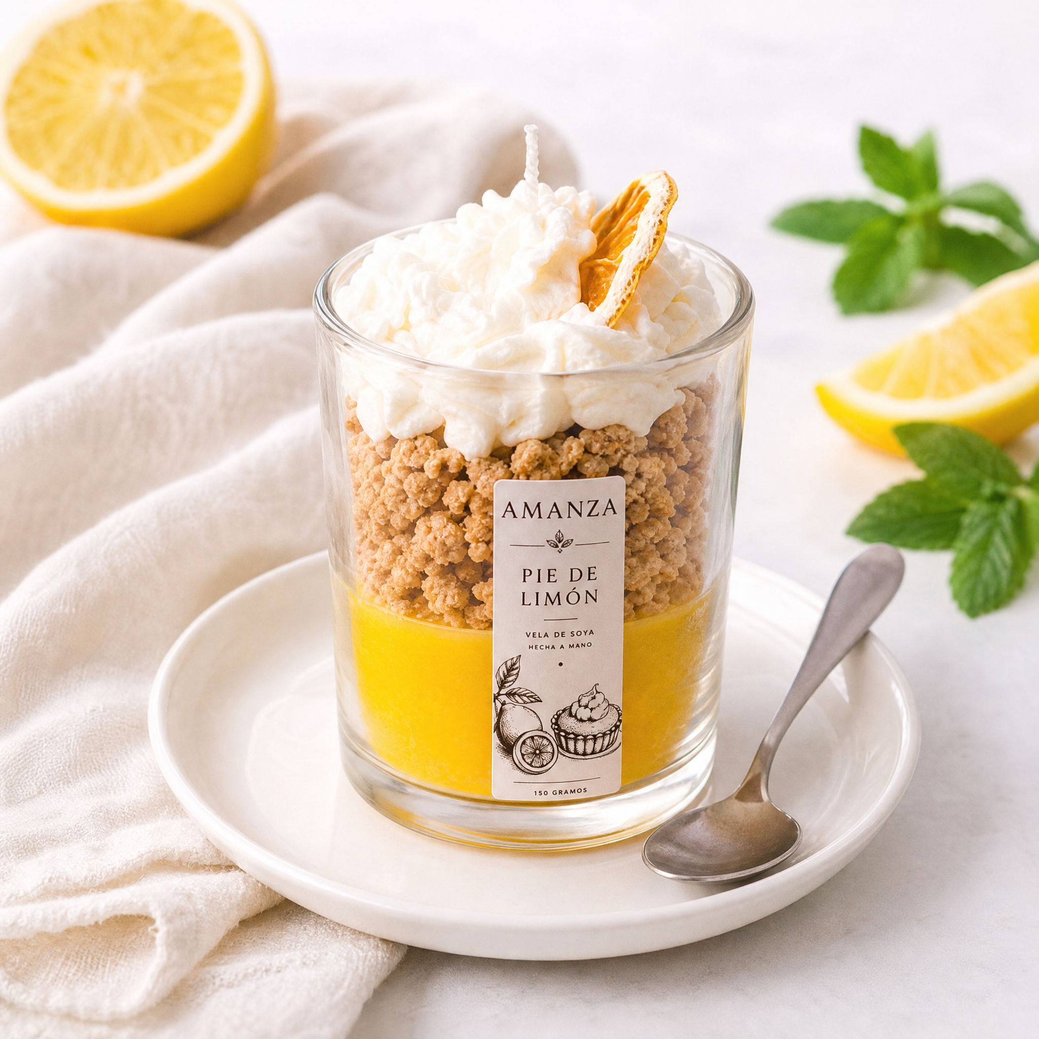 Vela Aromática Postre Pie de Limón | Amanza Chile