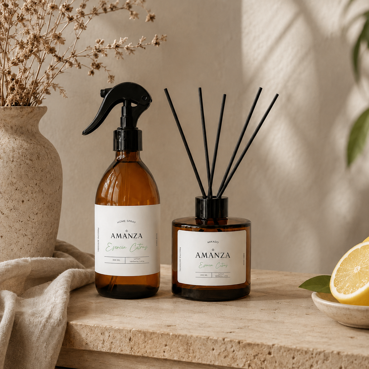 Pack Mikado Difusor 200 ml + Home Spray 300 ml | Esencia Citrus