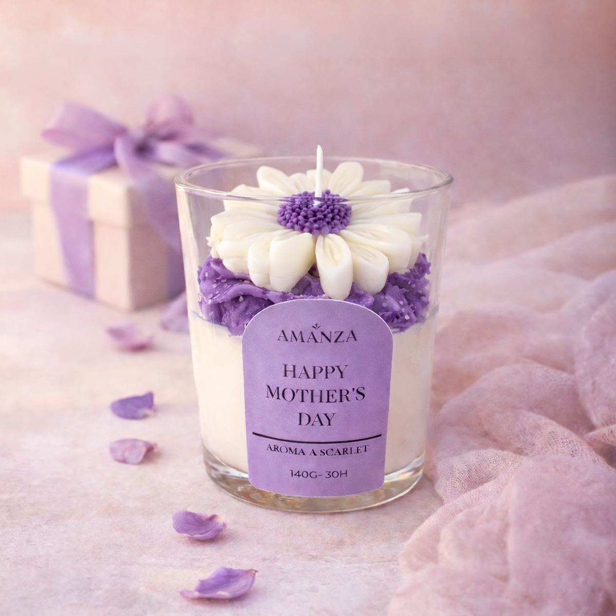 Vela Aromática "Margarita" Día de la Madre  | Amanza Chile