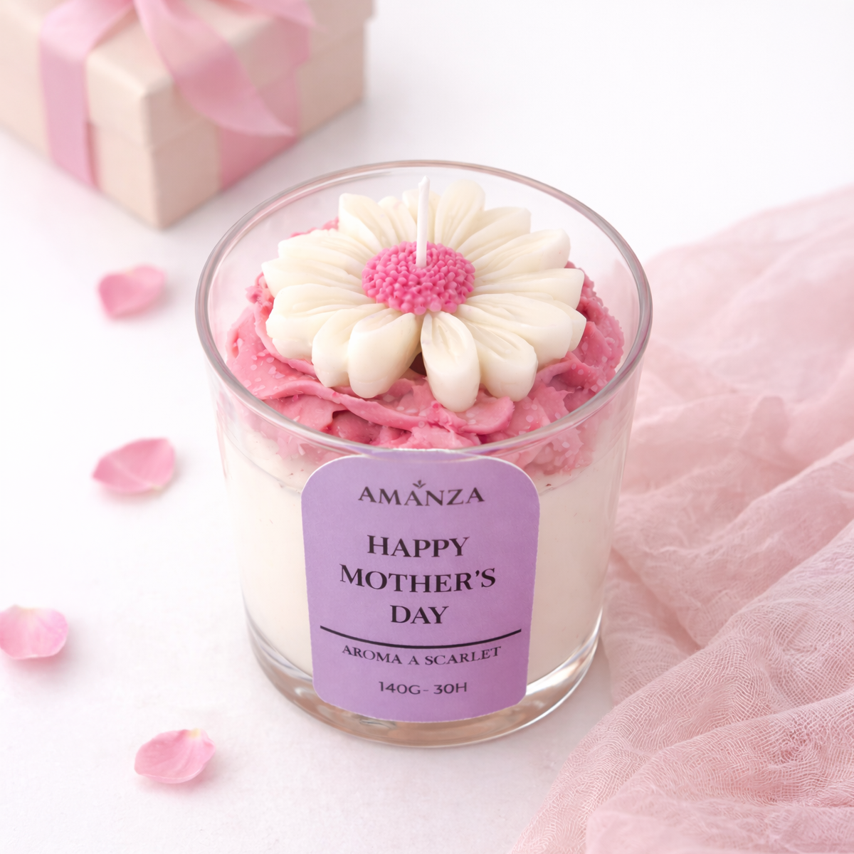 Vela Aromática "Margarita" Día de la Madre  | Amanza Chile