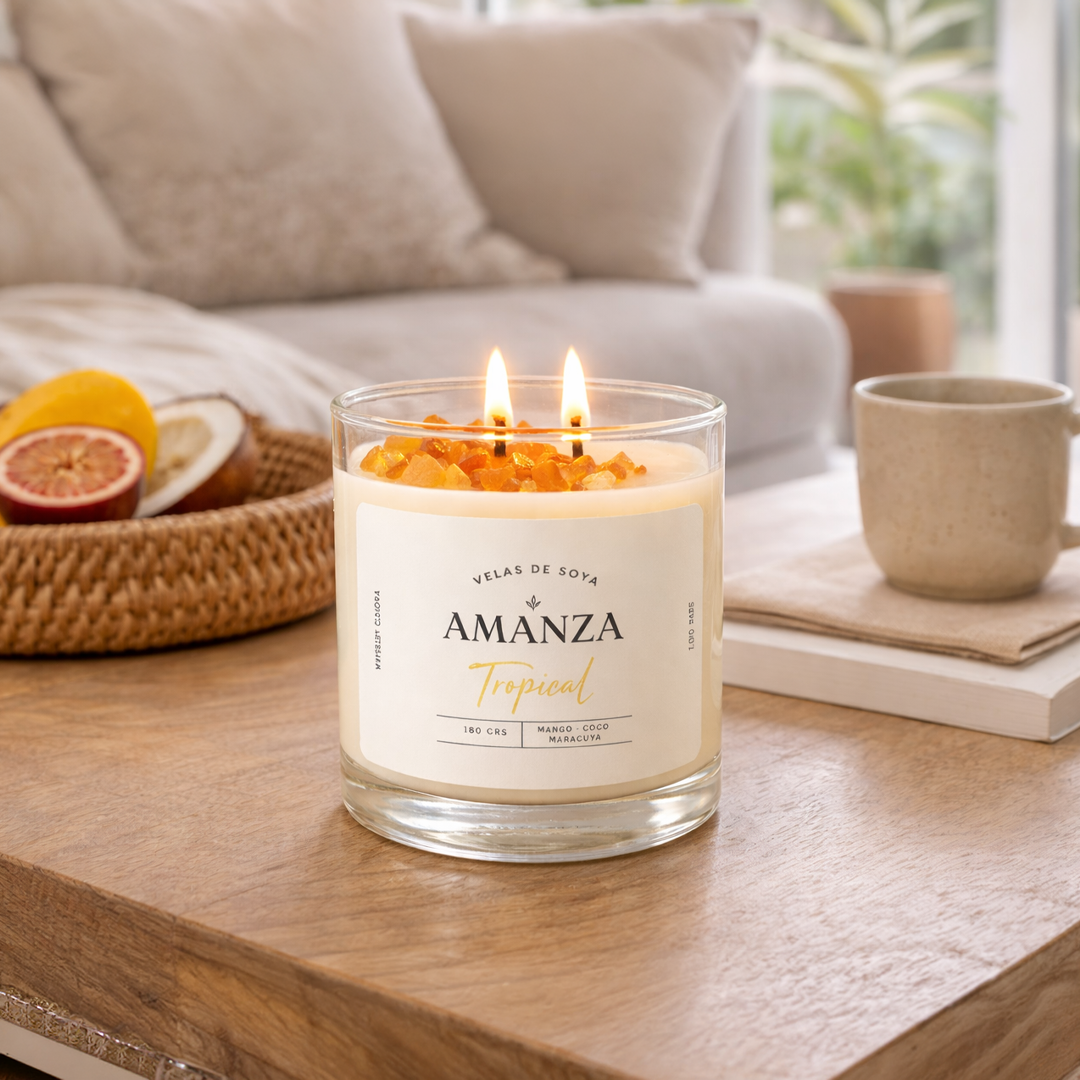 Vela aromática de soya Tropical 180 g | Amanza